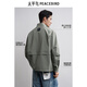 PEACEBIRD Men's Workwear Outdoor Stand Collar Jacket 2025 Spring Spliced Loose Jacket Men's Jacket Black Second Batch L