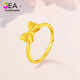 Jea.Pie Boutique Bow Gold Ring Women's Gold Filled Silver Adjustable Gold Solid Silver Ring Valentine's Day Twist Bow Ring (0.6g) Opening Adjustable