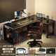 Quanye L-shaped computer desk corner computer desk e-sports table corner desktop home bookshelf e-sports table corner table thickened steel frame-right style 140*120CM