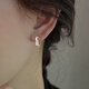 Guanpu Pavilion Fat Donglai's same style pt950 platinum earrings for women PT950 ear buckles platinum square fashion earrings earrings for you students white gold