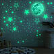 30CM Luminous Moon Glowing Stars Creative Fluorescent Wall Sticker Children's Room Decoration Cartoon Starry Sky Sticker Self-adhesive (Blue Light) 1 Moon + 1049 Star Dots_3