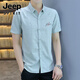 JEEP SPIRIT美式高端【694人收藏】夏季新款薄款衬衫男士短袖韩版潮流刺绣衬 ZY-252绿色 XL 120-135斤