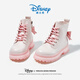 Disney children's shoes girls winter plus suede leather boots thick-soled short Martin boots waterproof boots DP21712 pink white 31