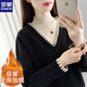 ROMON Sheep Sweater Women's Plus Velvet Thickened Half-Turtleneck Sweater Women's Autumn and Winter New Loose Western Style Warm Knitted Bottoming Sweater Apricot Plus/Fleet Plus/Thick High Quality XL Recommended 120-130 Jin Jin equals 0.5 kg