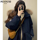 Cotton thickening workwear hooded cotton coat for women new loose parka jacket women's bread coat down jacket down jacket X809 navy blue high quality 80 L 125-145Jin Jin equals 0.5 kg