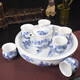 Fat Donglai same style tea set complete set for home living room blue and white porcelain double layer ceramic simple kung fu double layer tea set + tea tray good mountains and good water 8 pieces