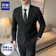 ROMON Suit Men's Slim Fit Black Casual Business Formal Wear Professional Korean Youth Plus Size Groomsmen Single Piece Suit Men Black Suit (Single Piece) XL (Suitable for 130-145 Jin Jin equals 0.5 kg)