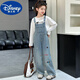 Disney (Disney) Girls Overalls Set 2025 New Children's Denim Overalls Korean Style Western Style Girls Overalls Two-piece Set Dachshund Denim Overalls Single Piece 160 cm