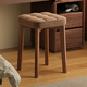 Shuhao solid wood stool makeup stool walnut dressing table stool girl's bedroom manicure chair soft bag square stool spare bench walnut color coffee color technology cloth + sponge