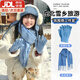 Yu Yaman Blue Scarf Gloves Winter Women's 2025 New Windproof, Antifreeze Warm Scarf, High-end Smog Blue Harbin Light Blue Gloves + Smog Blue Scarf Travel Two-piece Set