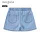 Teenie Weenie Kids Bear Children's Clothes Summer Girls' Pleated Denim Skirts Blue 120 cm