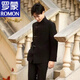 ROMON New Chinese-style Chinese tunic suit, high-end stand-up collar suit, men's spring and autumn wedding and engagement suit jacket, black, high quality, M 100-120Jin Jin equals 0.5 kg