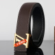 CswnKcsa men's belt L-line stainless steel smooth buckle genuine leather belt business casual head layer cowhide belt men give husband gold buckle black cool ck719 gift box 120cm