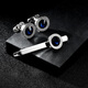 Yezhi cufflinks men's tie clip men's business formal shirt sleeve nails French high-end gift for father and boyfriend Klein blue cufflinks gift box with tie clip