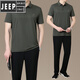 吉普（JEEP）父亲节礼物实用美国爸爸夏装运动休闲服套装新款男士短袖T恤 墨绿(单上衣)XTD9855 L (建议100-120斤)