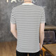 SEPTWOLVES broken code 2025 summer striped short-sleeved shirt men's new trendy slim ice silk cotton half-sleeved men's summer top 9898 white XL