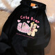 Lo Mary's new black velvet sweatshirt for female students' loose hooded jacket trendy Korean version Harajuku style pullover 1283 black spring and autumn style M
