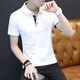 Hua Jiuqing Guangdong Puning Men's Short Sleeve Men's Short Sleeve T-shirt 2025 New Fashion Brand Pure Cotton Summer Men's Lapel 1536 White + 5155 Black M