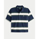 Abercrombie & Fitch Striped POLO Little Elk Pattern Men's 25 Summer American POLO Short Sleeve T-Shirt Navy Blue S (175/92A)