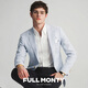 FULL MONTY【纯亚麻】新款西服外套男浅蓝色微纹理西装上衣春夏休闲轻薄单西 浅蓝色20037 46