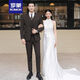ROMON (ROMON) suit men's suit slim wedding formal sense engagement wedding dress dress groom suit black (suit + trousers, white shirt tie S
