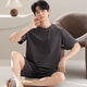 Red bean modal pajamas men's summer short-sleeved large size 2024 new ice silk home clothes suit can be worn outside in summer y9712 L