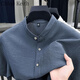 ChlqeKeith men's Henry collar short-sleeved shirt summer new middle-aged dad wear stand-up collar high-end solid color top linen shirt blue 4XL