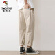 Woodpecker Casual Pants Men's Summer New Loose Breathable Straight Workwear Trendy Brand Youth Nine-Point Long Pants Men 9904 Light Khaki M