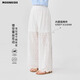 Moonkids Girls 'Hosen Sommer Dünne Kinderhöhle Spitze mit Weitbein-Hose Mädchen weißer Sommer 2025 Casual Straight Hosen zweiteiliger Set [15090 Weitbeinhosen + 9889 Kurzarm] 170 cm