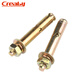 Creaby Iron Colored Zinc Expansion Screw External Expansion Bolt Expansion Tube Extended Explosion Screw M6*60 (10 pcs) suitable for 8mm drill bit