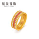 Hangmin Jewelry Gold Color Diamond Ring Gold Ring Pure Gold Ancient Method Inlaid Ring XYH2688 Labor Cost 1,300 Yuan/piece 8.56g No. 17