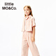Little MO&Co.little moco children's clothing 25 summer new style girls' Lyocell denim sweet and cool short-sleeved shirt gray pink 140 140/68