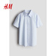 H&M children's clothing children's boys' shirts spring dress performance clothes formal shirt cotton short-sleeved top 1273445 light blue 165 165/84 (13-14Y)