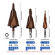 Runhuanian M/Co cobalt-containing material high hardness step drill hexagonal handle pagoda drill bit stainless steel hole drill expander M35 hexagonal handle double edge 3-13