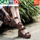 CARTELO brand ethnic style flower hollow thick-soled sandals for women to wear 2025 summer summer genuine leather retro wedge high-heeled women's shoes green 36