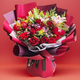 Romantic season flower express delivery in the same city. Red rose bouquet to express love to girlfriend, birthday gift, wedding anniversary, national flower shop. 19 red roses + 6 pink lilies. Delivery today - flower delivery time can be made by appointment.