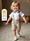 Xin Yueqing one-year-old dress children's clothing children's bow tie shirt overalls suit boys campus Children's Day performance park clothing B1905 top + pants + bow tie + suspenders 73 73CM
