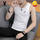 Playboy (PLAYBOY) men's summer pure cotton vest thin tight elastic fitness vest sleeveless sports T-shirt solid color base shirt 6296 black solid color M 80-100Jin Jin equals 0.5 kg