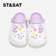 Saturday (St&Sat) children's shoes, children's clogs, new summer girls' sports sandals, boys' beach slippers, white and purple, sizes 35-36 (suitable for feet 22.2cm long)