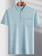 Romon im mittleren Alter im mittleren Alter Kurzschlärm T-Shirt Daddy Sommer Dünn Polo-Hemd mittlere Eisseide Halbschlärm Herren alter Teise Seide-9855 Grau Real Pocket m 48/165/m
