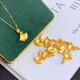 He Jiagong Old Phoenix 24K gold pendant 999 pure gold temperament leaf necklace women's niche clavicle chain 0.01g same style pendant + o-shaped chain