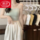 LangSha anti-exposure summer ice silk camisole underwear female students thin beautiful back tube top with chest pad all-in-one bra white + yellow (two-piece combination) L (recommended 100-130Jin Jin is equal to about 0.5 kg)