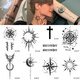 No. 1 Phoenix Compass Herbal Tattoo Sticker Semi-Domineering Flower Arm Wrist Cover Scar Dark Waterproof Long-lasting Tattoos for Men and Women Navigator Set of 8 Herbal Tattoo Stickers