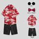 Cherry-embellished groomsmen clothing brothers clothing men's short-sleeved floral shirt pants knot wedding funny loose game performance brother group clothes 3105 red + black knot XL (125-140Jin Jin equals 0.5 kg)