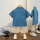 Traje Tang para niño Traje de verano de manga corta Vestido de estilo chino Hanfu para niños Ropa fina de algodón y lino para niños Conjunto de dos piezas Traje Xiaoyaolong azul 130