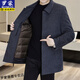 ROMON (ROMON) medium-length double-sided woolen coat for men, middle-aged and young wool coat for winter thickened removable inner liner duck down men, Navy blue medium-length (inner liner removal) Thick 4XL 195 (175-200Jin [Jin equals 0.5 kg])