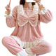 FHHUABD Pajamas Women's Autumn and Winter Flannel Korean Style Sweet Cartoon Princess Style Home Clothes Coral Velvet Thickened Warm Suit 9934 Velvet Pink Bow L