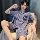 浪莎（langsha）冰丝睡衣男士夏季短袖裤薄款青年男生夏天男款家居服2025新款套装 12532[云朵棉绉布款] 2XL (建议身高180左右体重150-