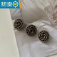 Shantou Lincun Buttons Clothes Buttons High-End Coat Buttons Retro Small Fragrance Flower Buttons Black Gold Exquisite Jacket Diameter 20mm 6pcs