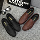 Belle Spring New Herren Doudou Schuhe 2025 Fahren lässige Lederschuhe weiche Sohle Herren trendige Straßenschuhe Internet Promi Schuhe D838 Black 39